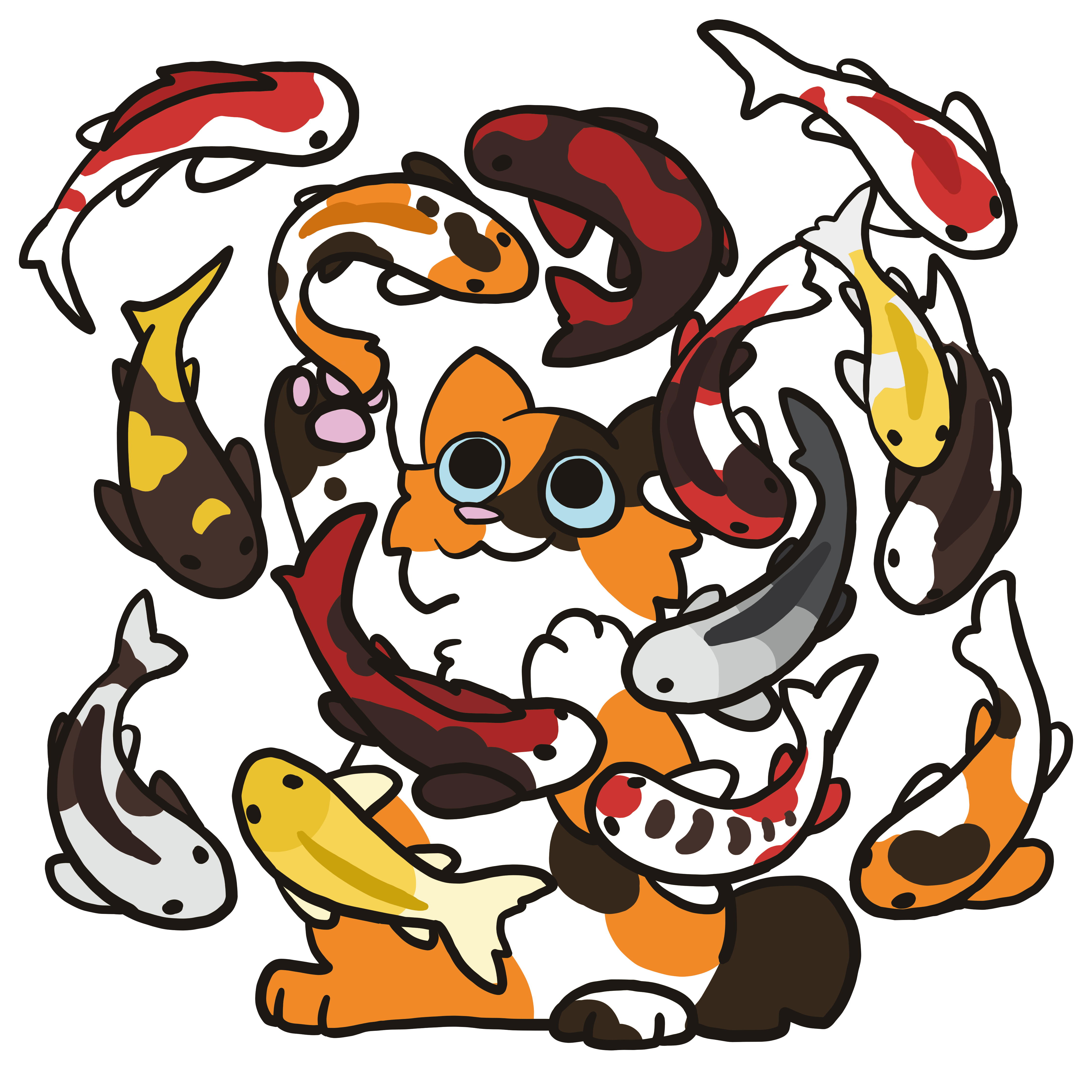 Cat and Koi